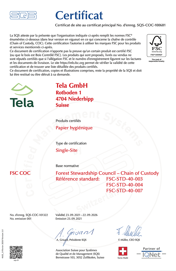 Tela FSC Zertifikat